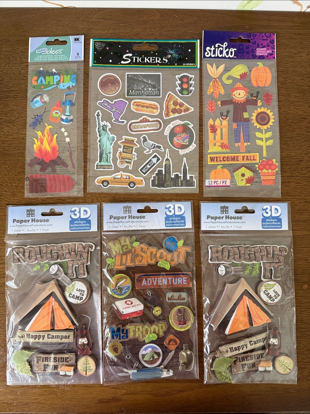 Stickers 3D Stickers Camping Travel Scrapbooking Crafts - Lot of 6
